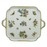 Queen Victoria Green Square Tray with Handles 12.75\ Square


